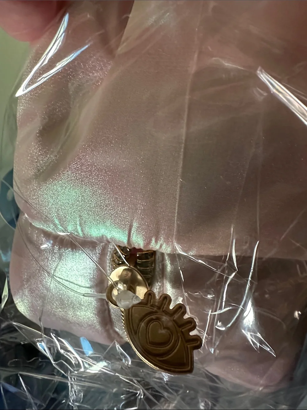 Crème Iridescent Pink Quilted Cosmetic Pouch